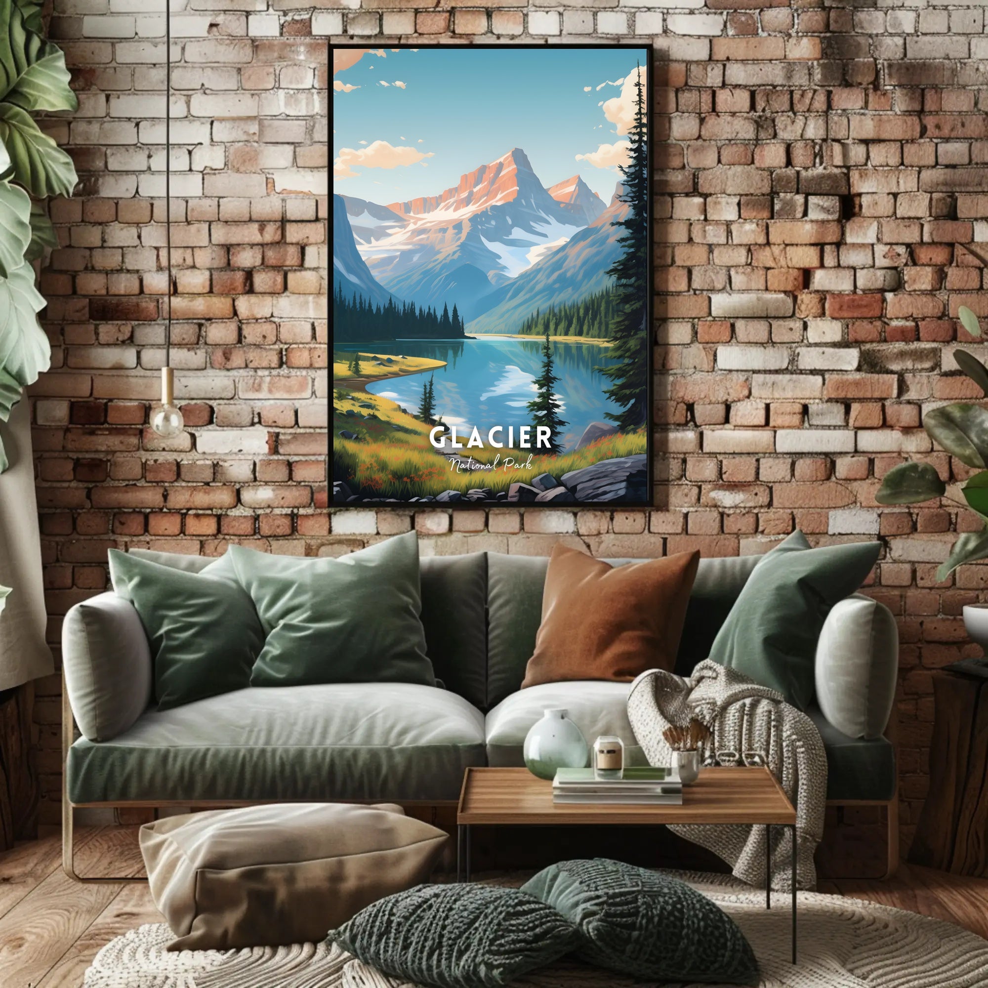 Glacier National Park Travel Poster Vintage Print