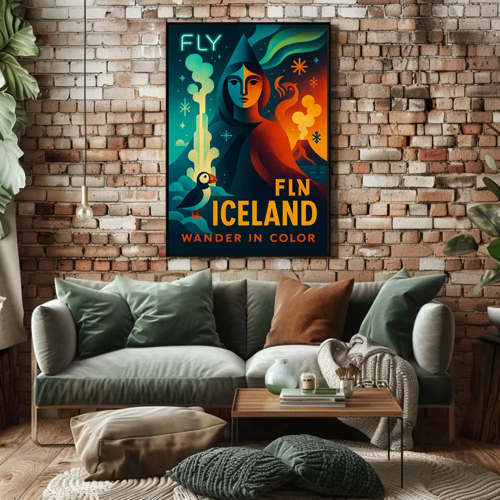 Iceland Adventure Fly and Wander Travel Poster PosterGoat