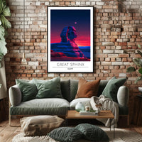 Great Sphinx Poster Under Surreal Night Sky - Fantasy Poster