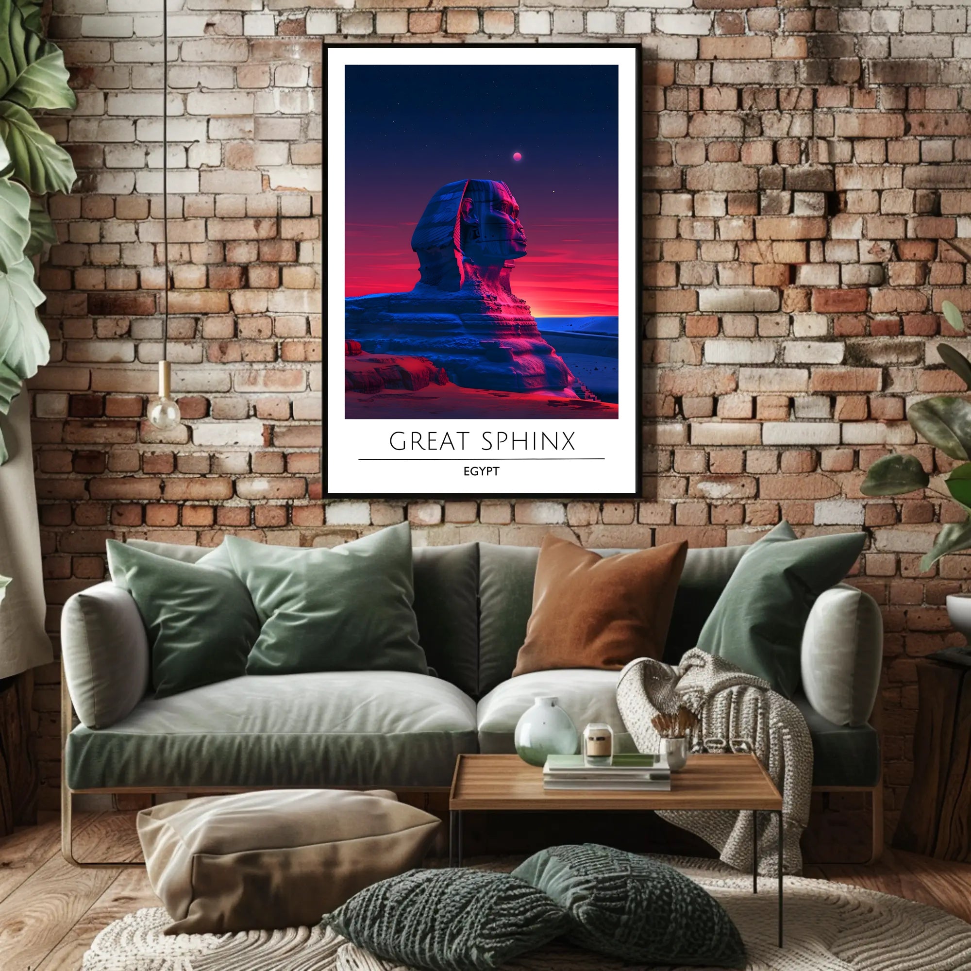 Great Sphinx Poster Under Surreal Night Sky - Fantasy Poster