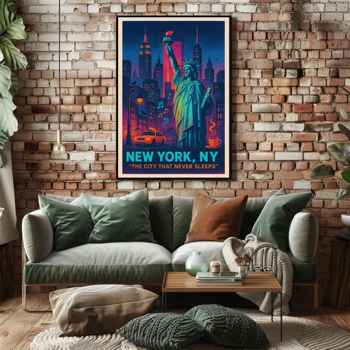 New York City The City Never Sleeps Poster Retro Wall Art
