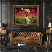 Futuristic Visionary Woman in Surreal Sci-Fi Poster