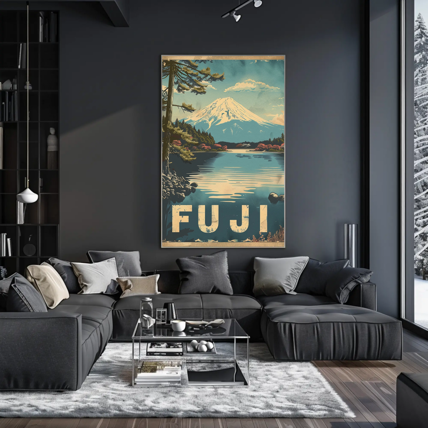 Fuji Mountain Lake Reflection Travel Poster