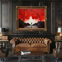 Surreal Silhouette in Red and Black Abstract or Artistic Poster