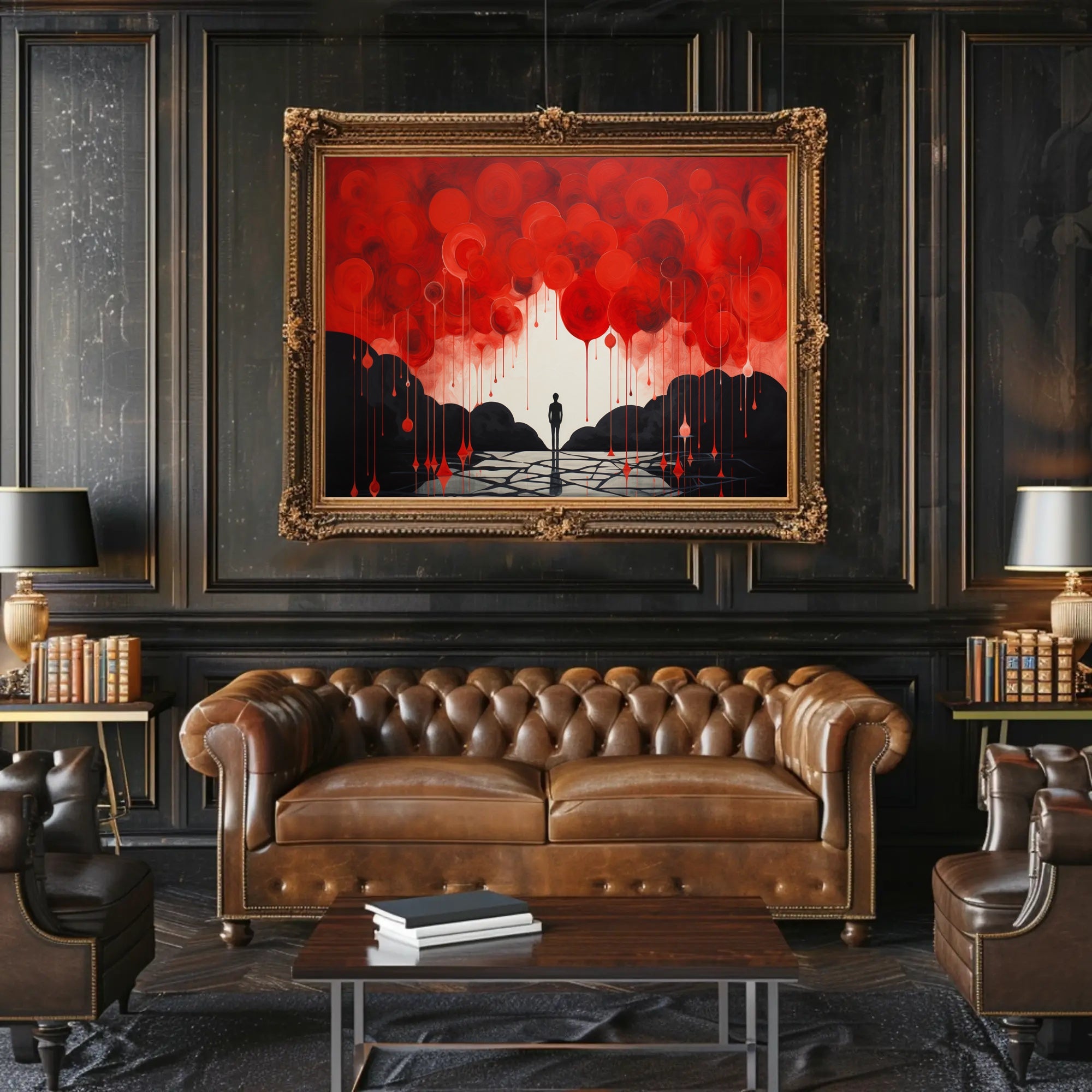 Surreal Silhouette in Red and Black Abstract or Artistic Poster