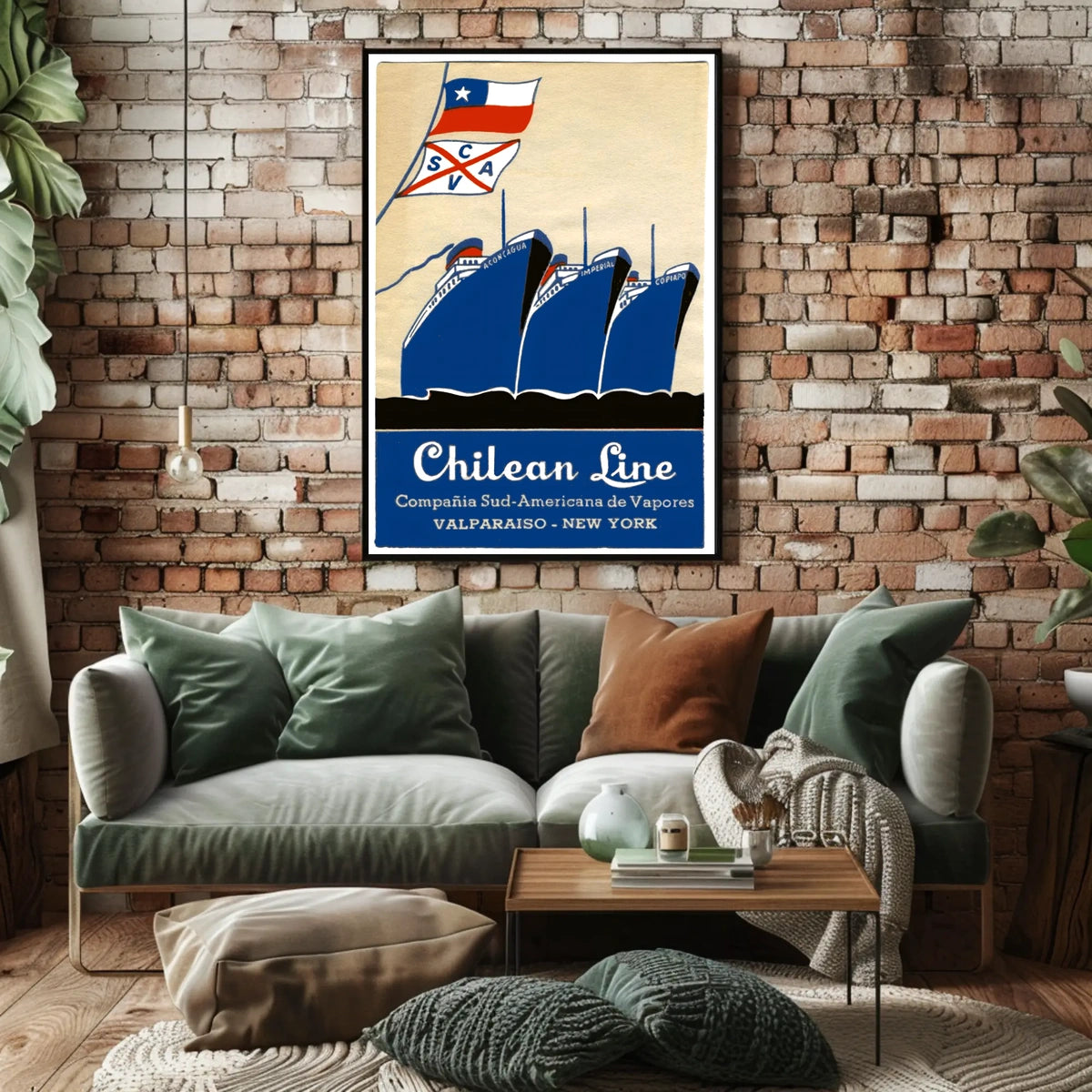 Valparaiso To New York Maritime Poster Vintage Wall Art