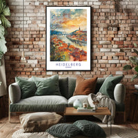 Heidelberg Watercolor Dreamscape Urban or Cityscape Poster PosterGoat