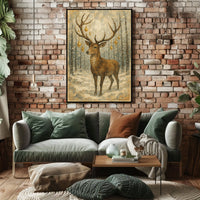 Winter Stag Nature And Landscape Photography Realism Art Poster