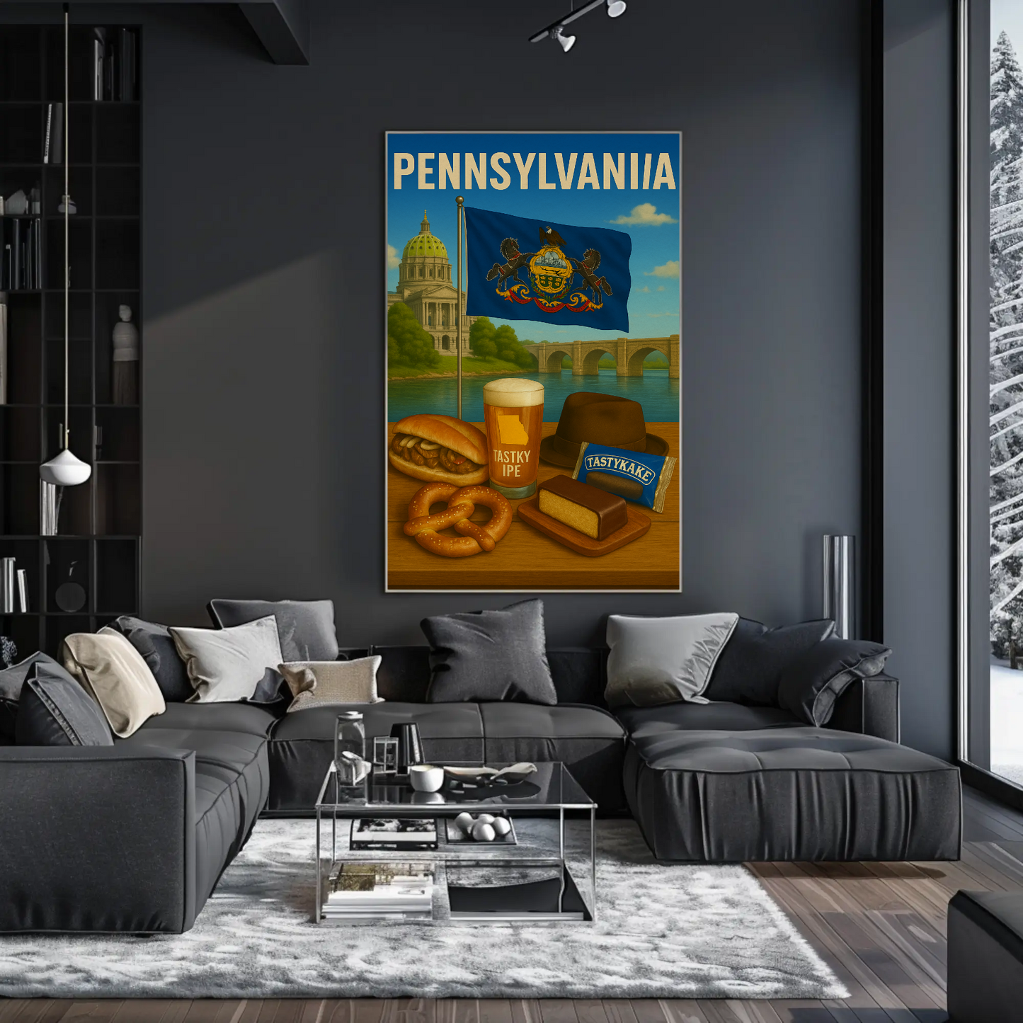Pennsylvania Pretzel TastyKake Capitol Sandwich Travel Poster