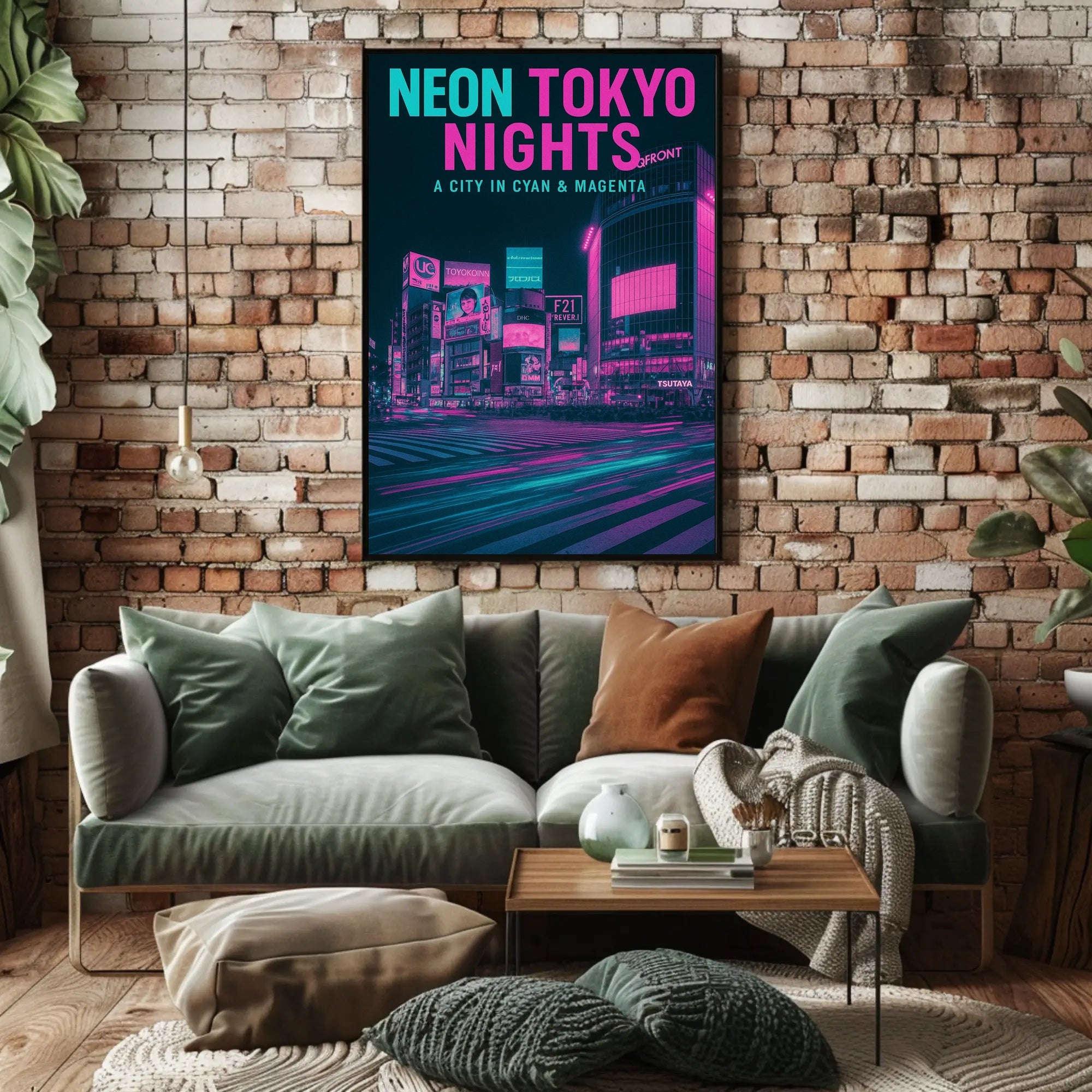 Tokyo Shibuya Crossing Neon Cityscape Urban or Cityscape Poster