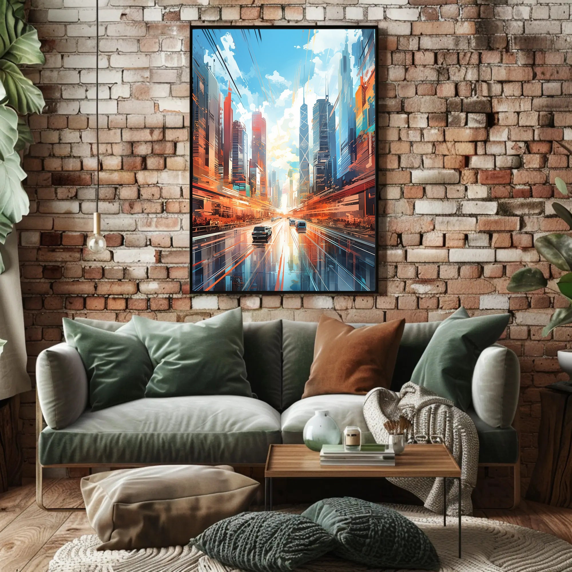 Futuristic Cityscape with Dynamic Lines Sci-Fi Poster
