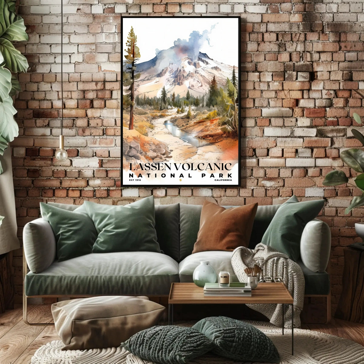 Lassen Volcanic Watercolor Wall Art Poster