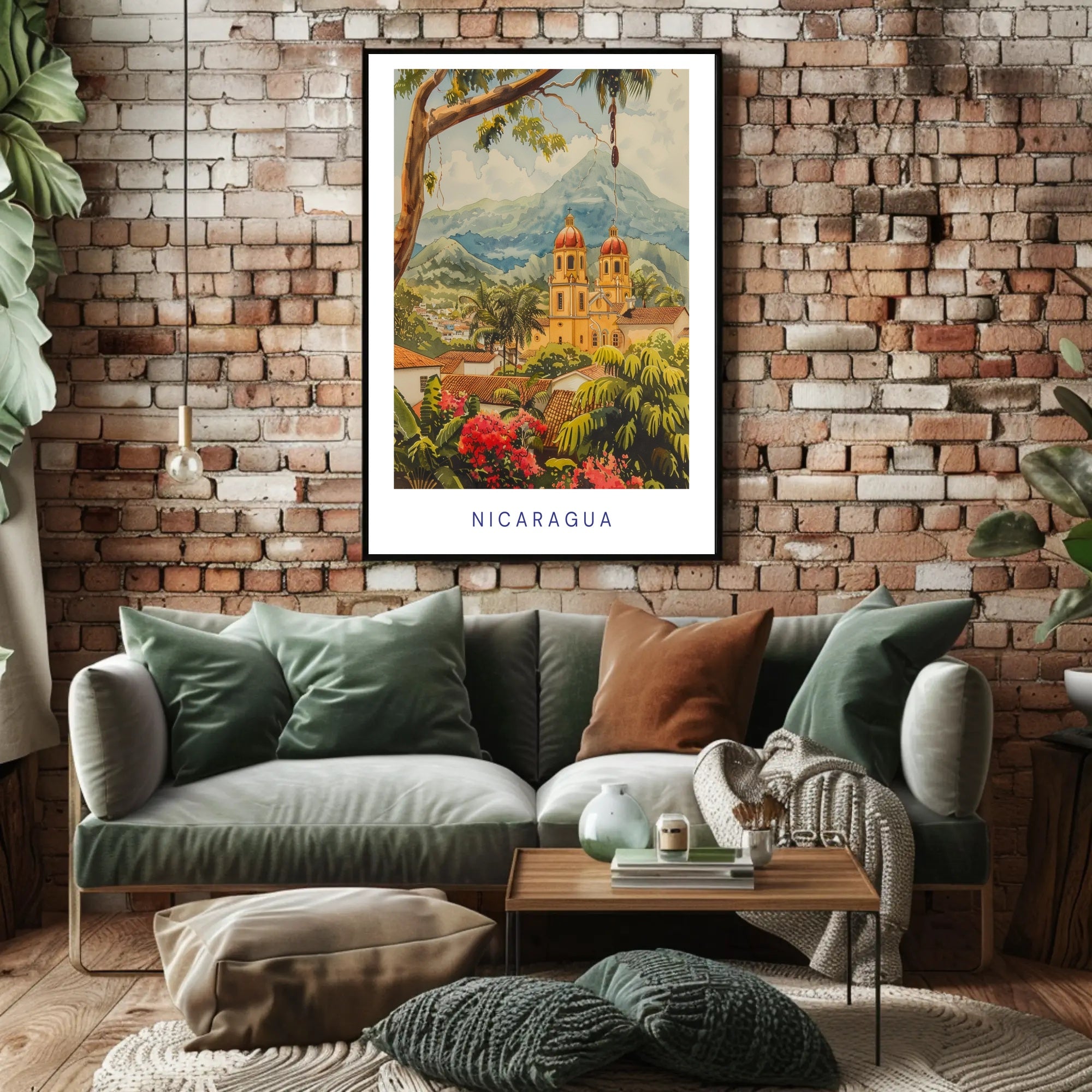 Nicaragua Colonial Church Travel Poster PosterGoat