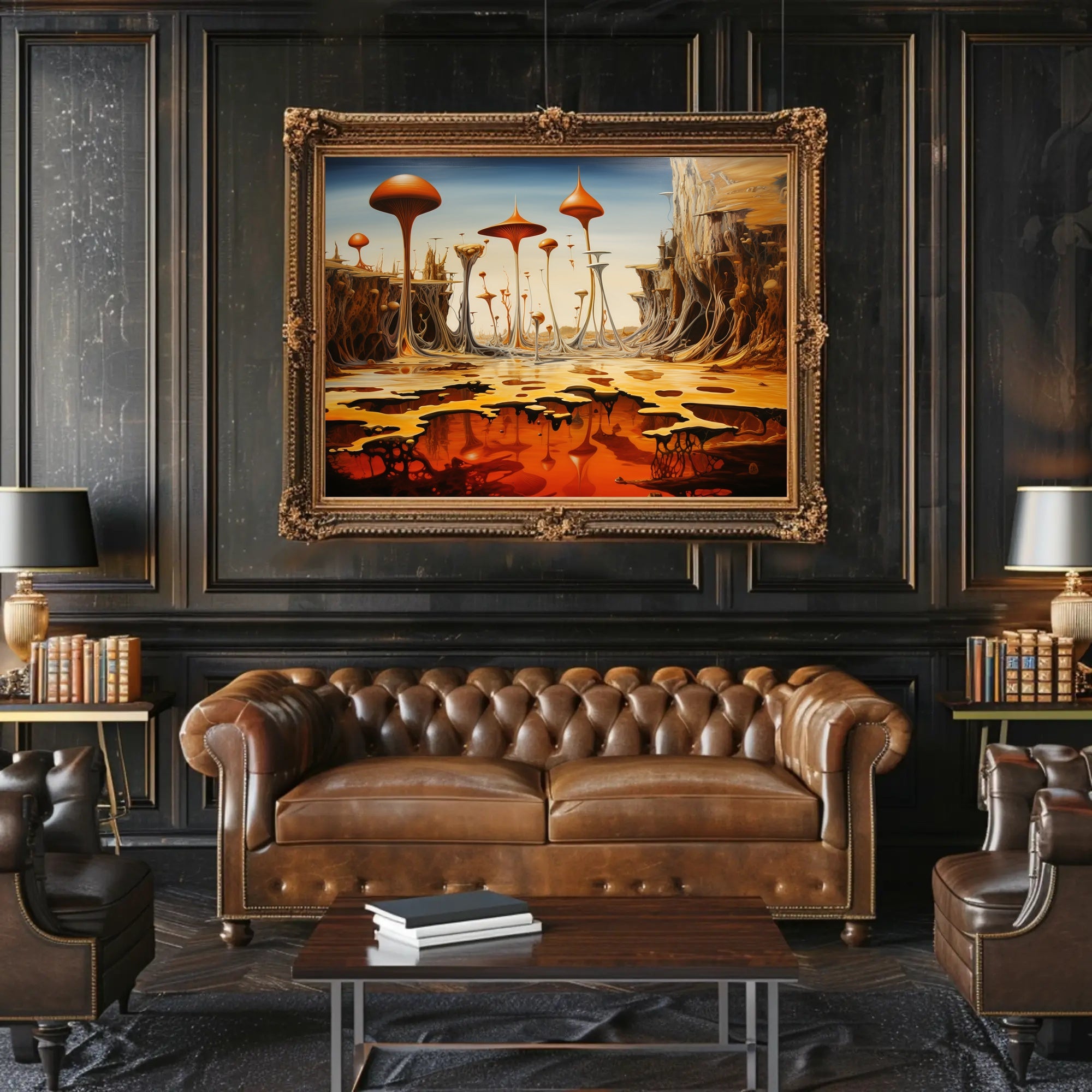 Alien World Mushroom Landscape Futuristic Sci-Fi Poster