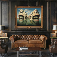 Surreal Faces in Water Abstract Artistic Poster