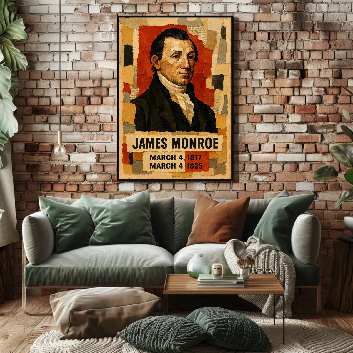 James Monroe 5th President of the United States Layered paper Collage Poster