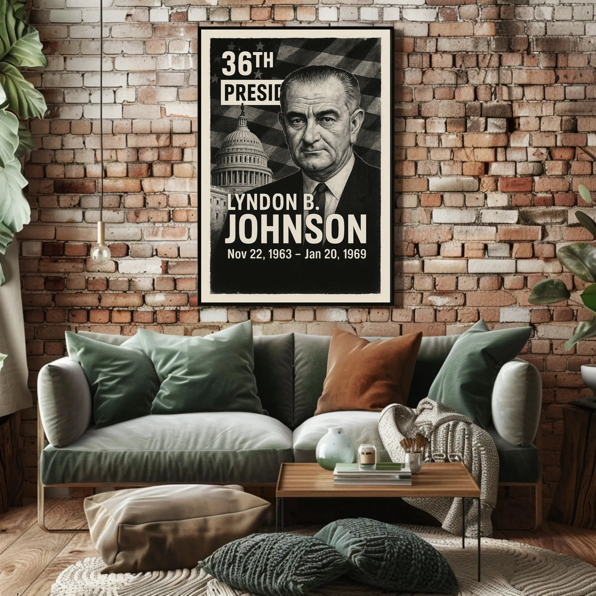 Lyndon B. Johnson 36th President of the United States Digital Montaje Poster