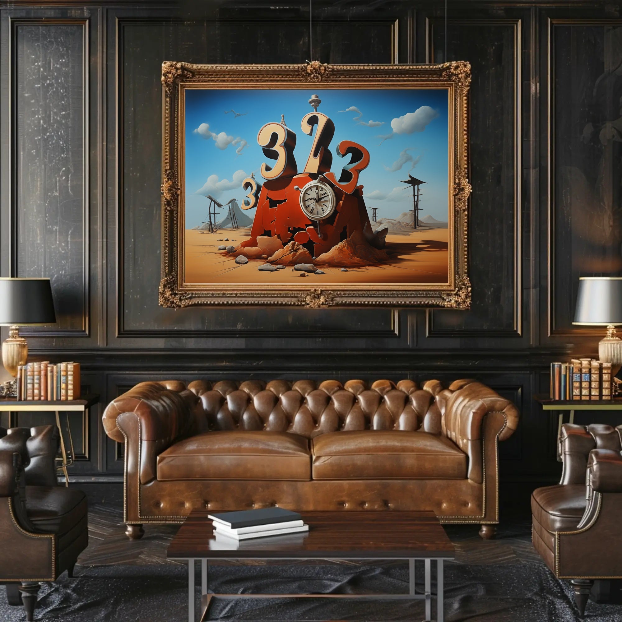 Surreal Desert Time Illusion Artistic Poster