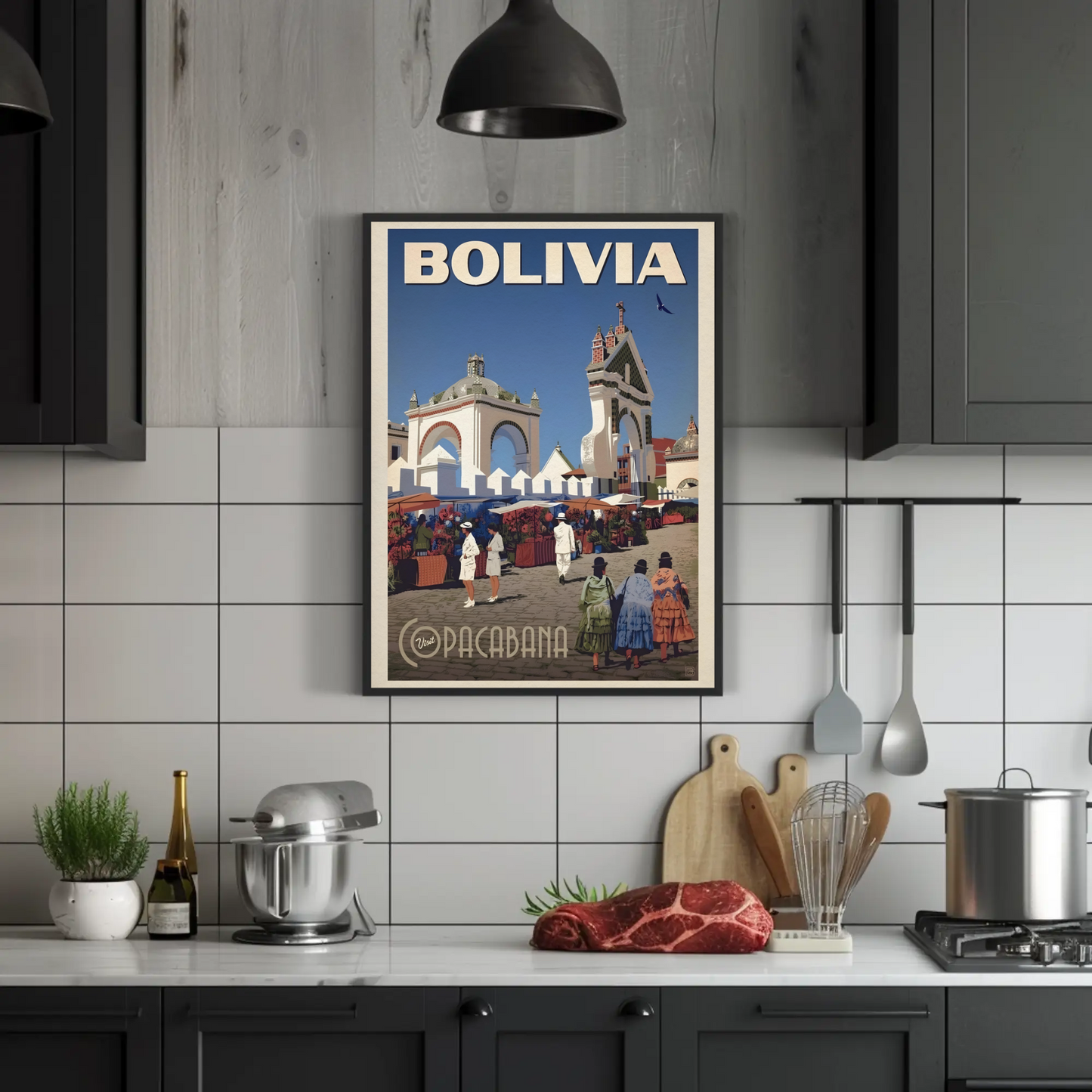 Copacabana Bolivia Vintage Poster