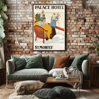 Vintage Luxury Winter Retreat in Swiss Alps Travel Poster PosterGoat