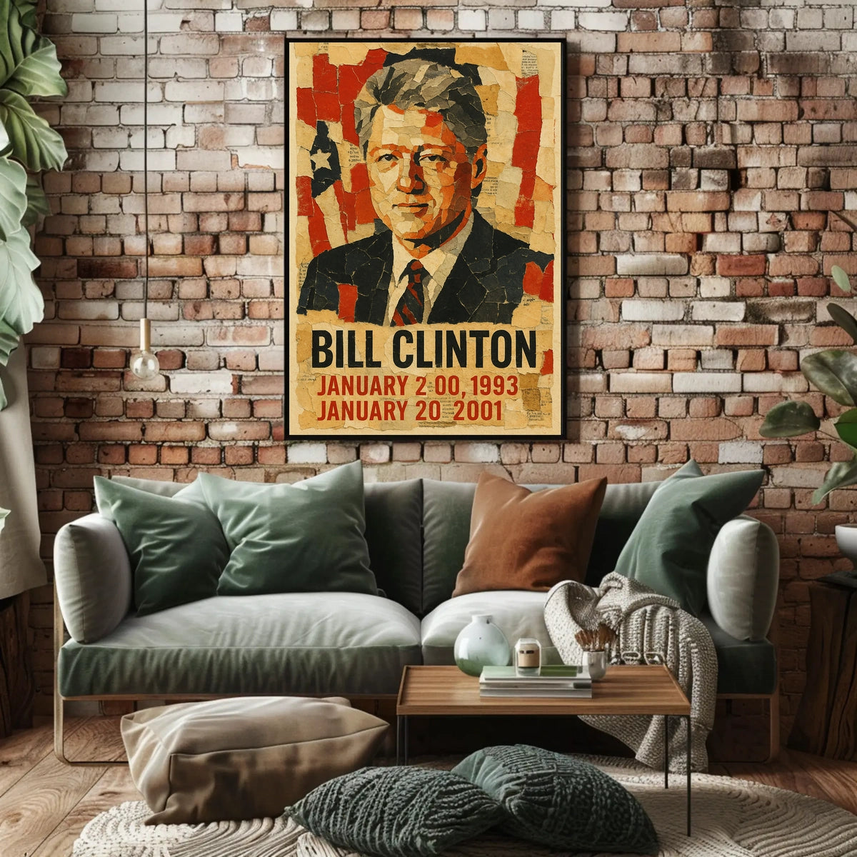 Bill Clinton 42nd President of the United States Layered paper Collage Poster