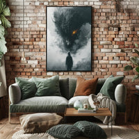 Dragon Confrontation: Dark Fantasy Art Poster PosterGoat