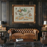 Insect and Foliage Vintage Botanical Illustration Educational Poster