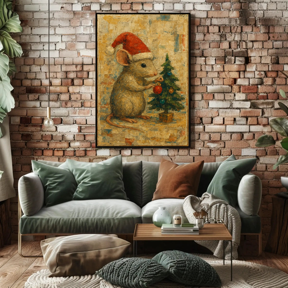 Festive Mouse And Christmas Tree Poster