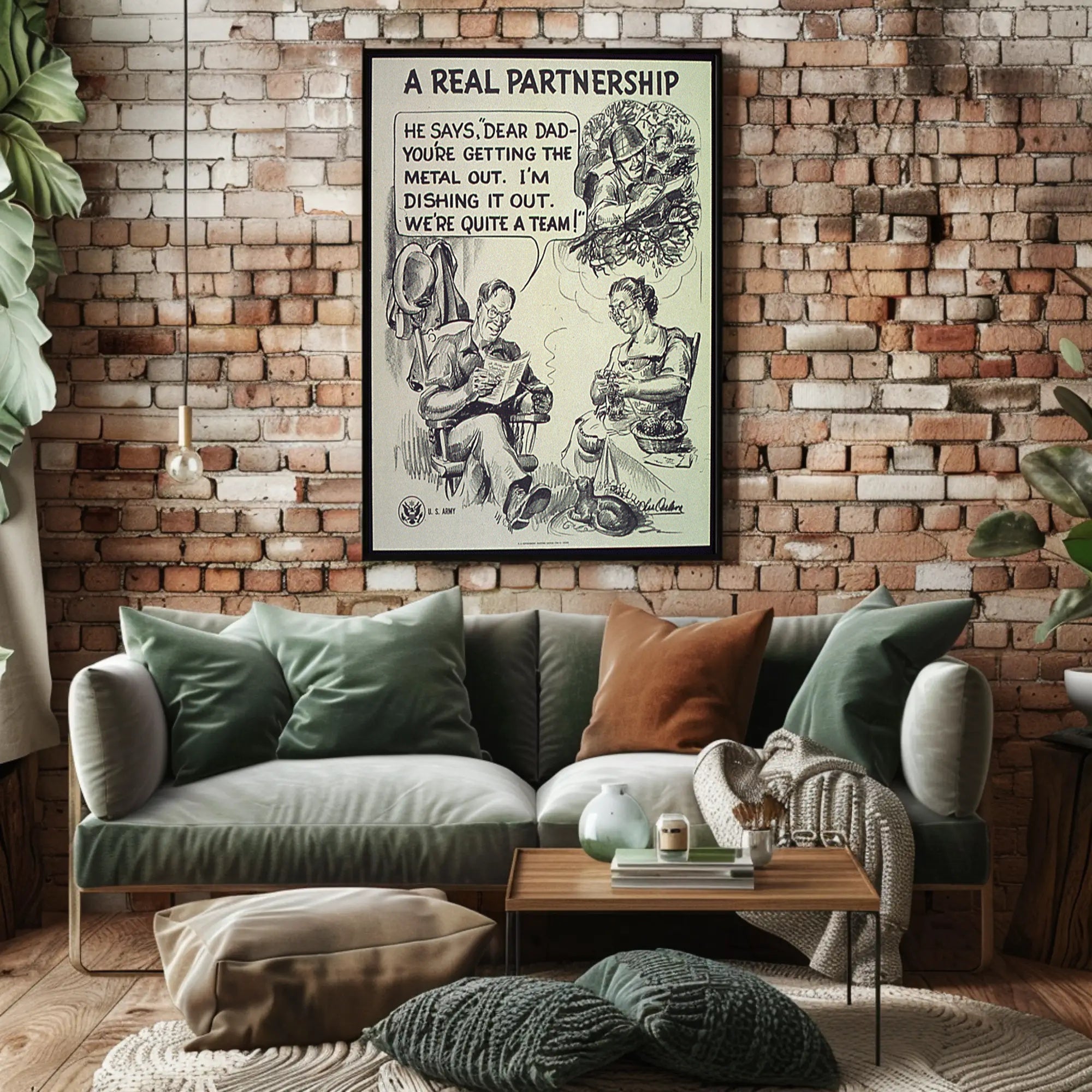 Vintage Soldier and Family WWII Propaganda Poster