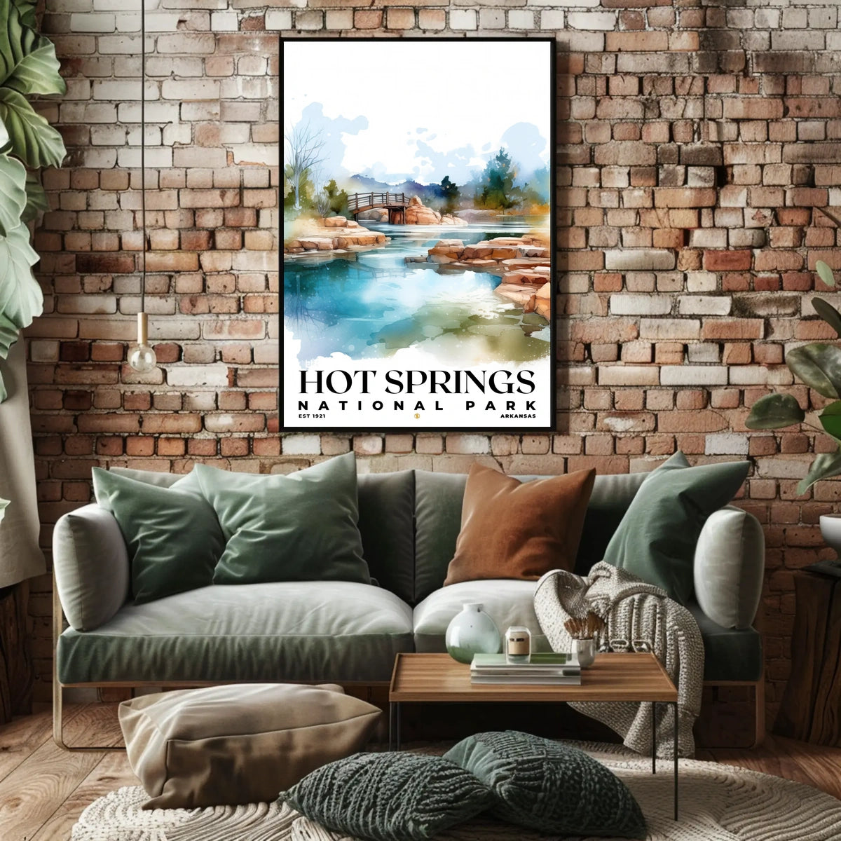 Hot Springs Watercolor Wall Art Poster