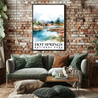 Hot Springs Watercolor Wall Art Poster