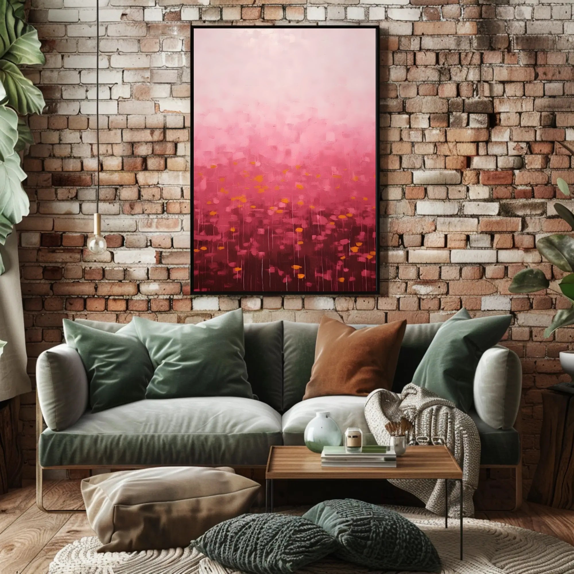 Abstract Pink Landscape Poster Modern Wall Art