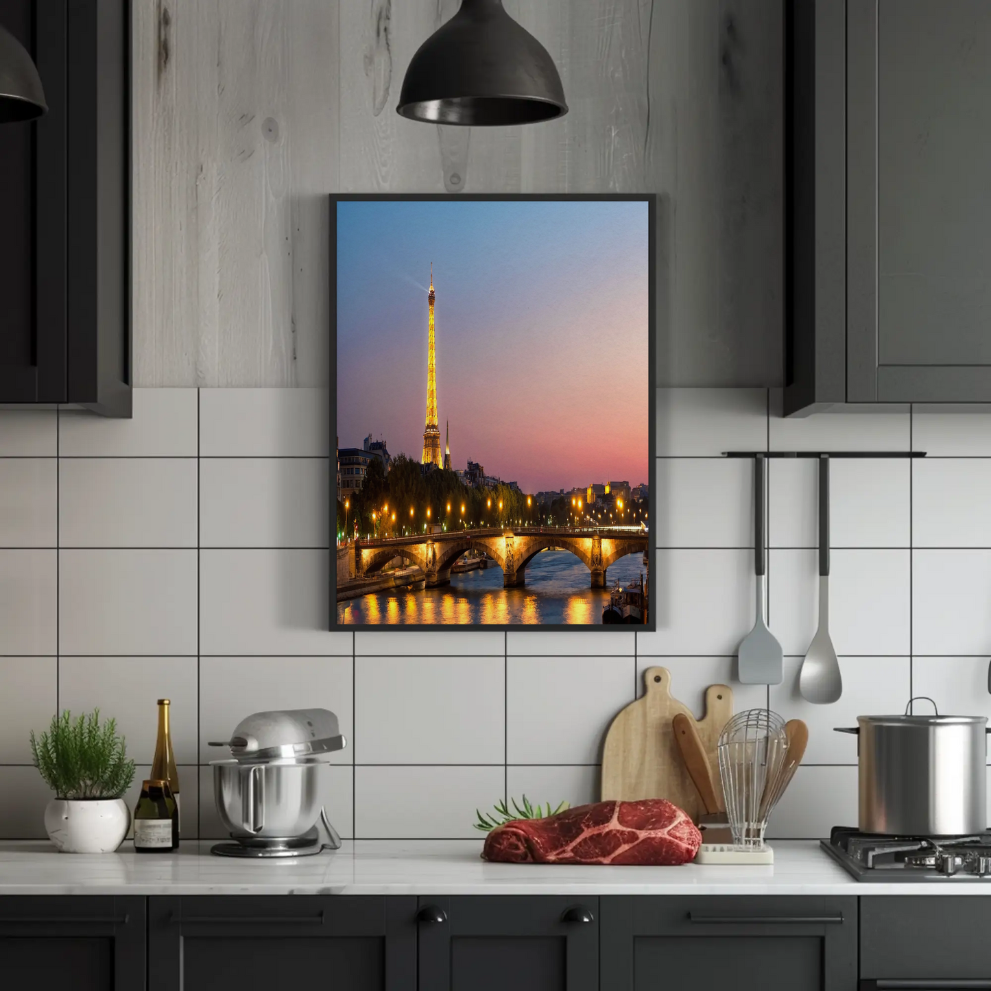Eiffel Tower at Sunset – Bridge and Lights