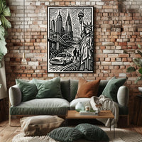 New York City Poster Minimalist Skyline Wall Art Home Decor