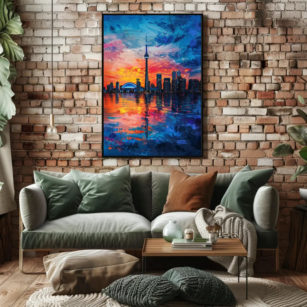 Toronto Skyline Sunset: Impressionistic Urban Art Poster
