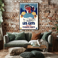 Les Gets Retro Skiing Travel Poster PosterGoat