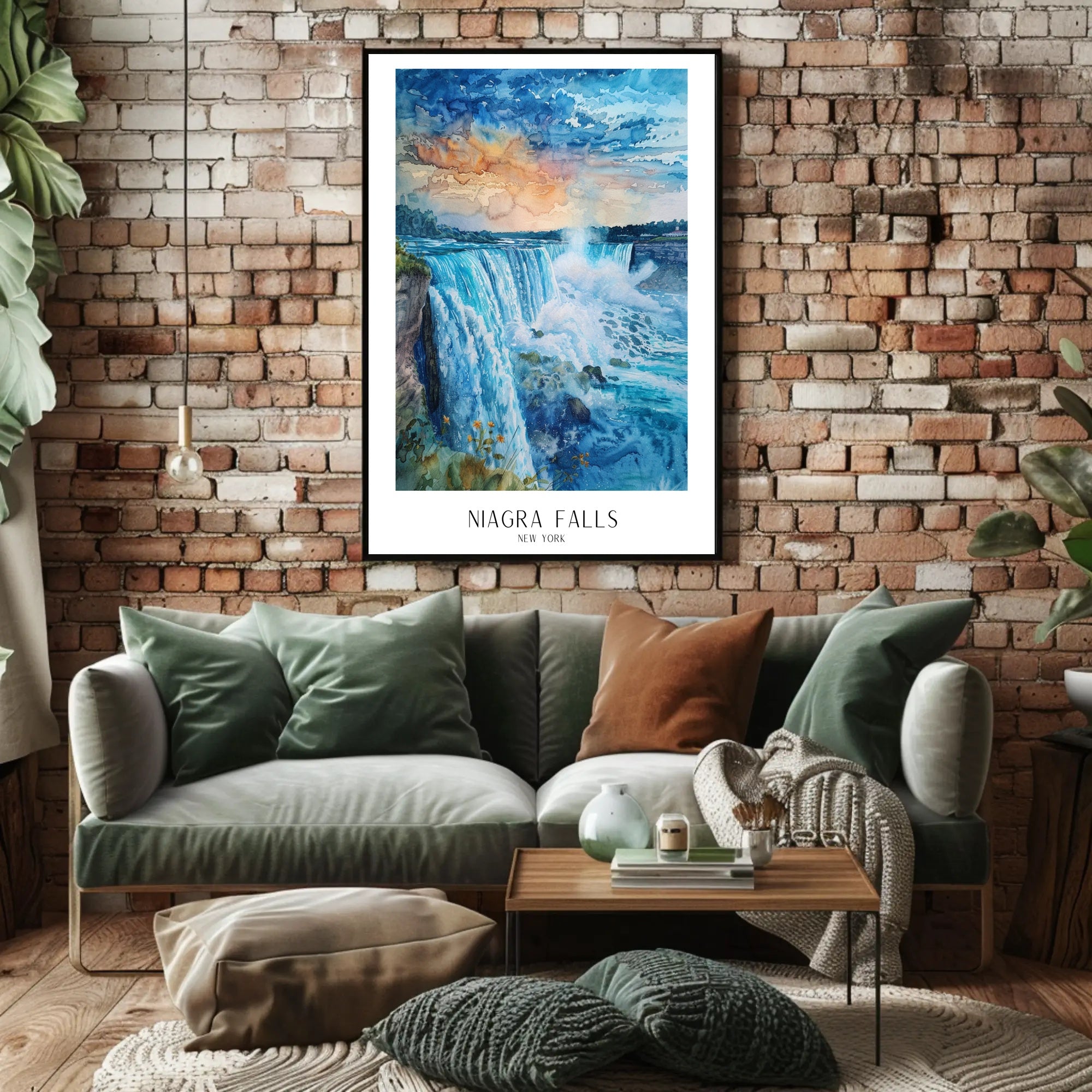 Niagara Falls Watercolor Art Travel Poster PosterGoat