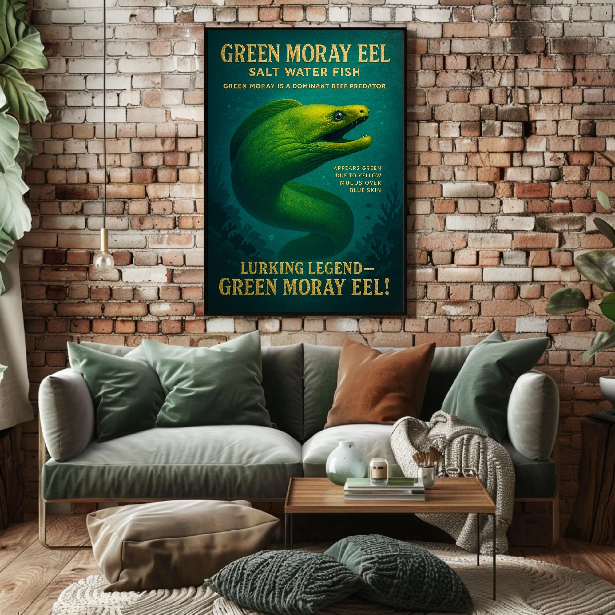 Green Moray Eel Vintage Poster Wall Art Print