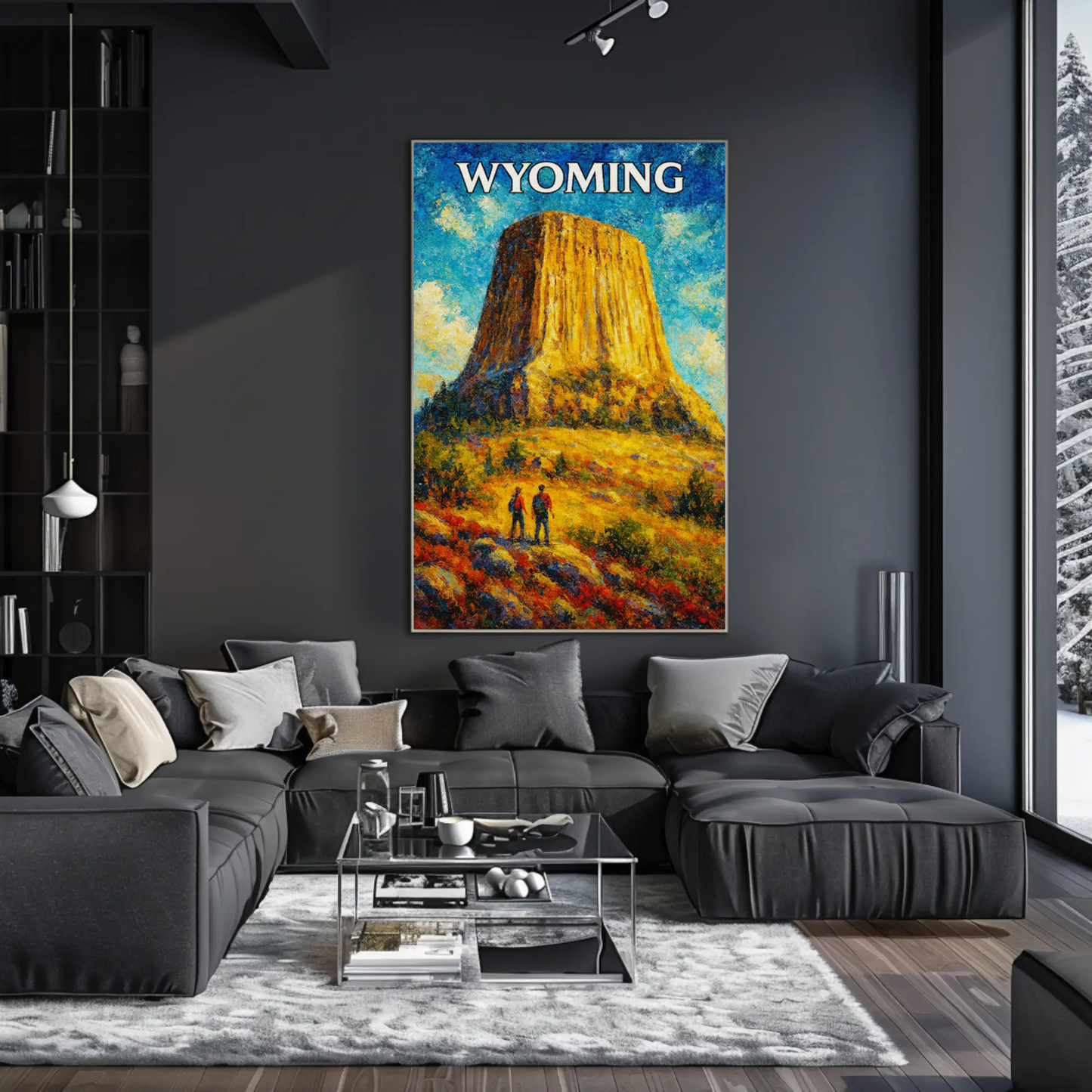 Wyoming Devils Tower Hiking Landscape Scenic Travel Poster