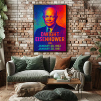 Dwight D. Eisenhower 34th President of the United States Neon Gradient Overlay Poster