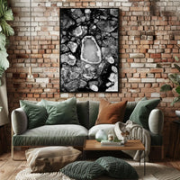 Stark Black and White Abstract Ice Formation Poster