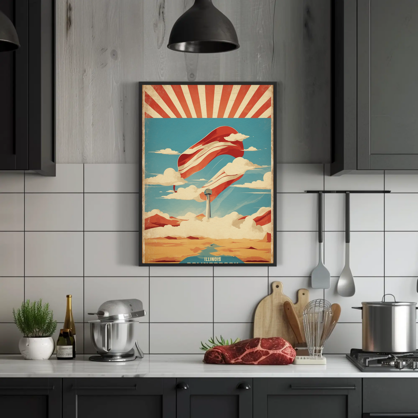 Bolingbrook Illinois Cityscape Art Print Vintage Travel Poster