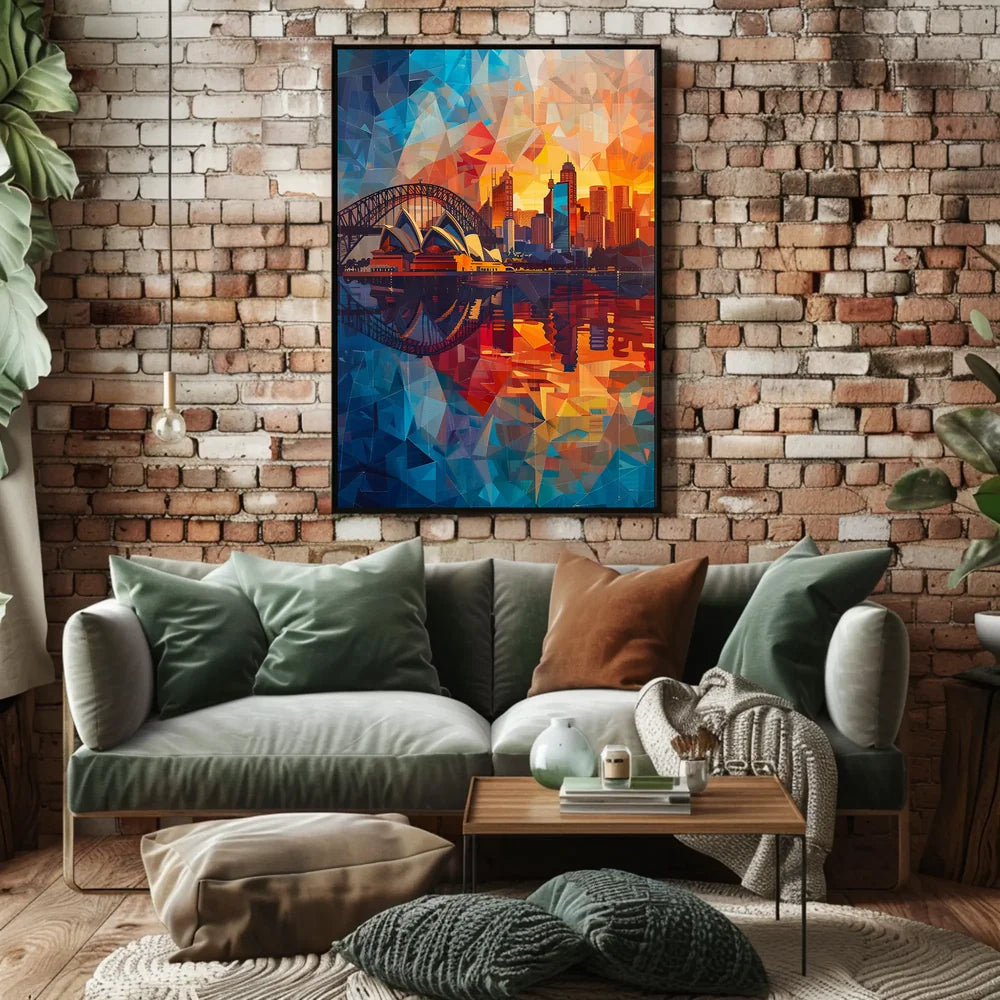 Sydney Opera House Mosaic Art Poster Vibrant Colors