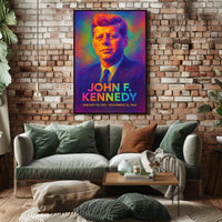 John F. Kennedy 35th President of the United States Neon Gradient Overlay Poster