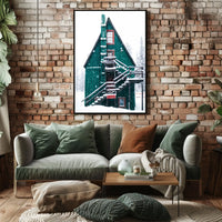 Charming Winter Cabin in Snowy Forest Scene