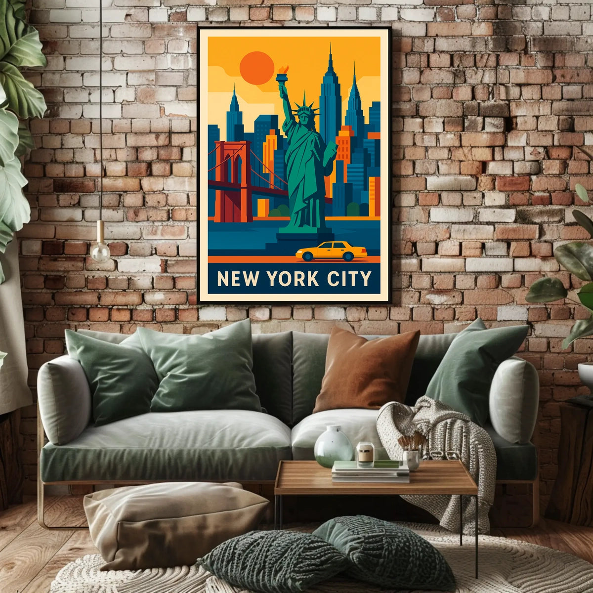 New York City Iconic Landmarks Poster Modern Wall Art