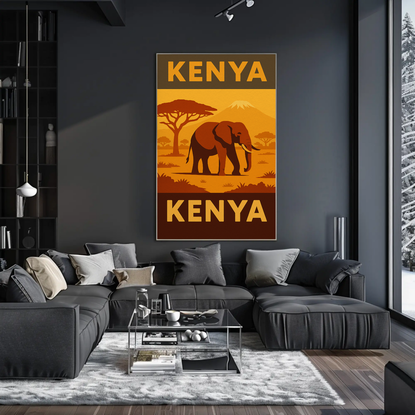 Kenya's Majestic Wildlife Safari Vintage Travel Poster
