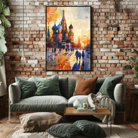 St. Basil's Cathedral Sunset Watercolor Art Poster