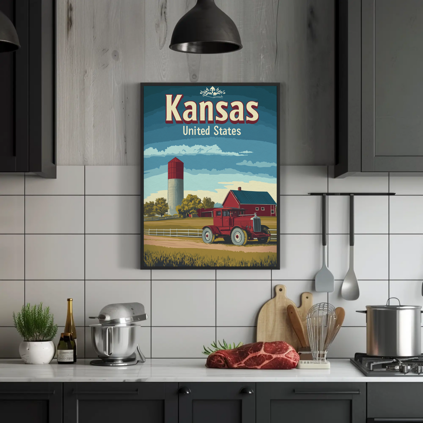 Kansas Farm Truck Vintage Poster