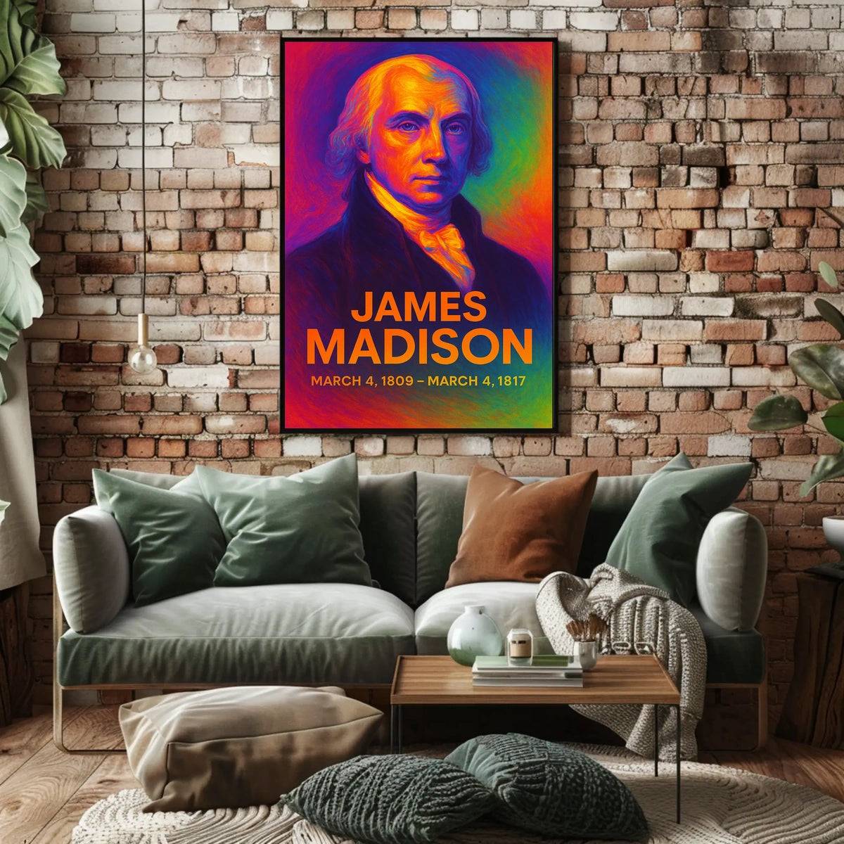 James Madison 4th President of the United States Neon Gradient Overlay Poster